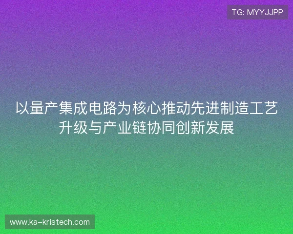 以量产集成电路为核心推动先进制造工艺升级与产业链协同创新发展